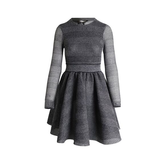 Maje Royale Striped Knitted Dress In Grey Polyester